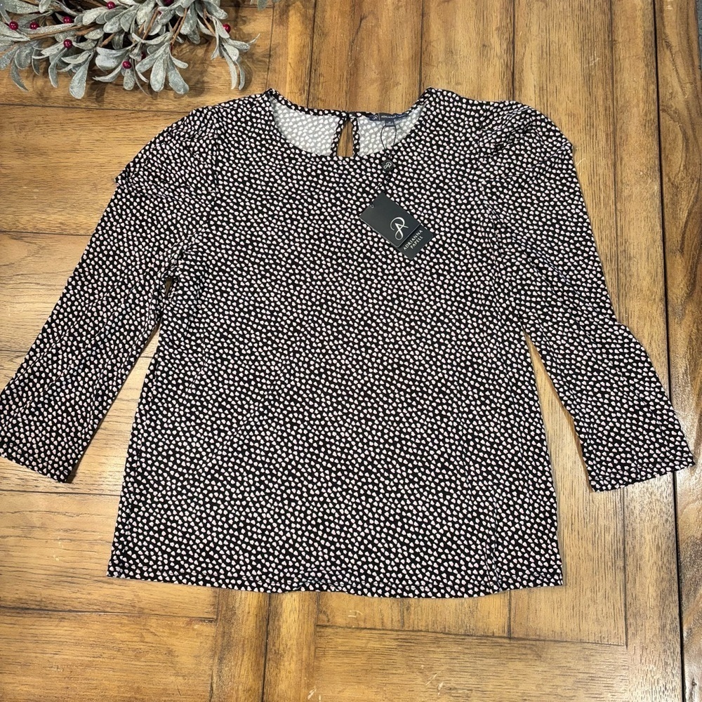 Adrianna Papell Crepe Print Blouse Top, Medium, Office Professional Career Wear